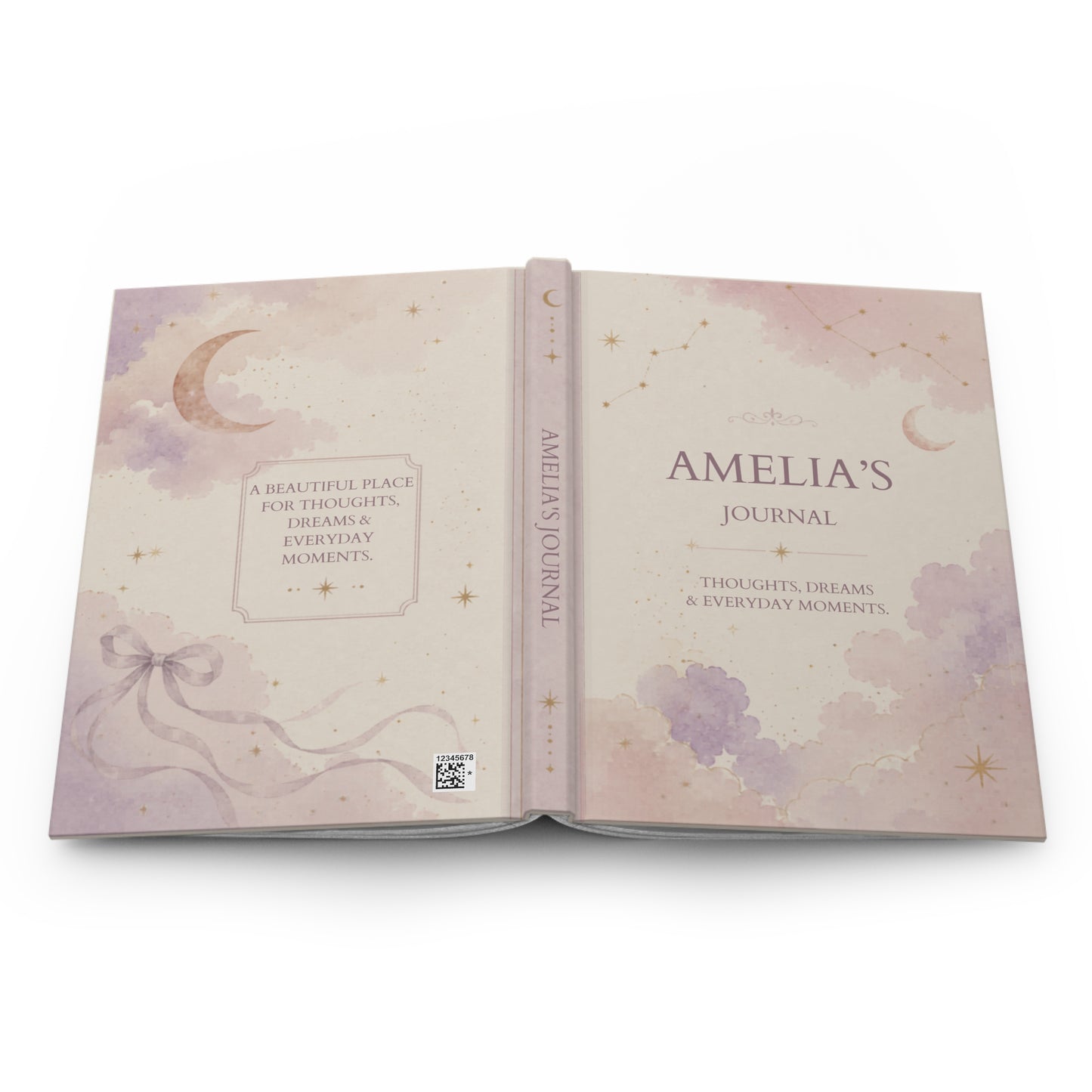 Personalized Matte Journal, Custom Hardcover Diary, Celestial Themed Notebook, Thoughtful Gift for Writers, Unique Journal Gift