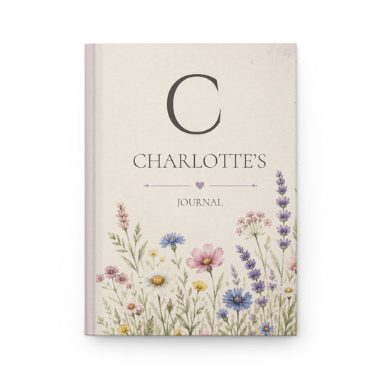 Floral Personalized Journal, Custom Name Notebook, Matte Hardcover Diary, Unique Gift for Writers, Botanical Cover Design, Lined Pages