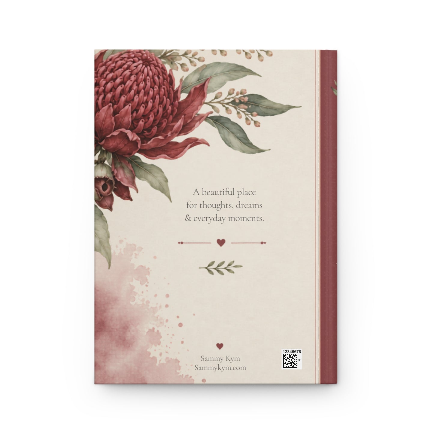 Custom Australia Waratah Floral Journal, Personalized Matte Hardcover Notebook, Botanical Diary with Lined Pages, Gift for Writers, Artistic Stationery