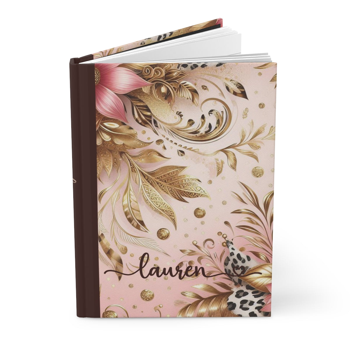 Personalised Hardcover Wedding Journal Matte, Country and Western, Pink Floral, awd-3081