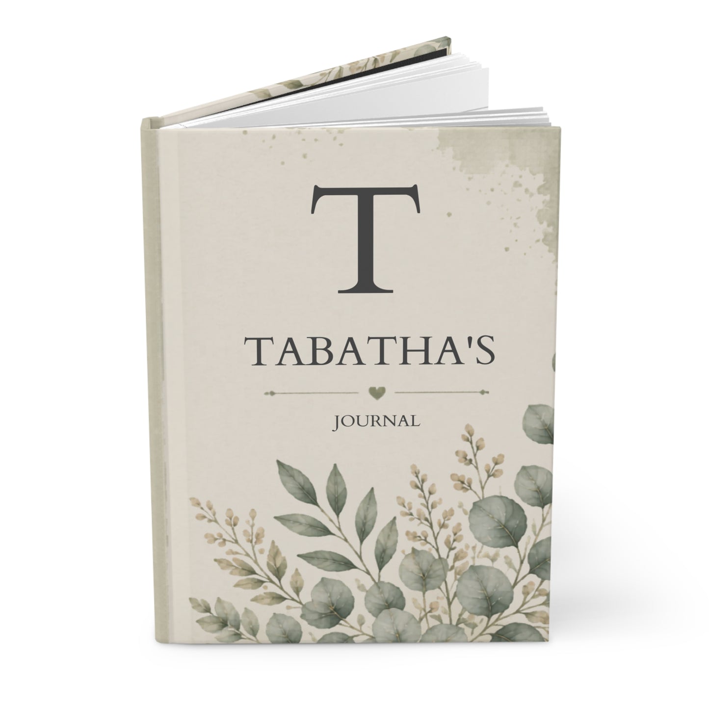 Personalized Hardcover Journal with Elegant Australian Eucalyptus Design, Custom Name Journal, Matte Finish, Perfect Gift for Writers, Nature Lovers