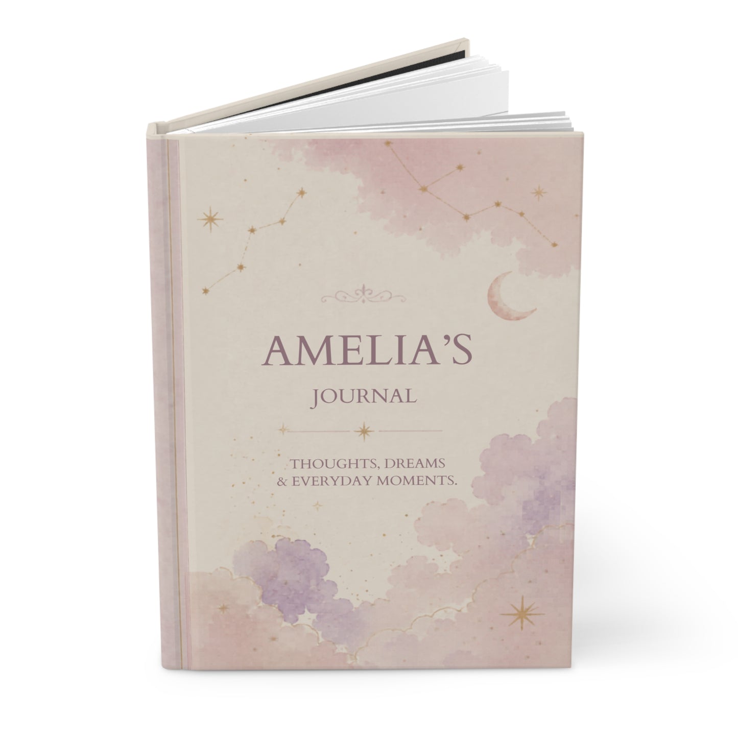 Personalized Matte Journal, Custom Hardcover Diary, Celestial Themed Notebook, Thoughtful Gift for Writers, Unique Journal Gift