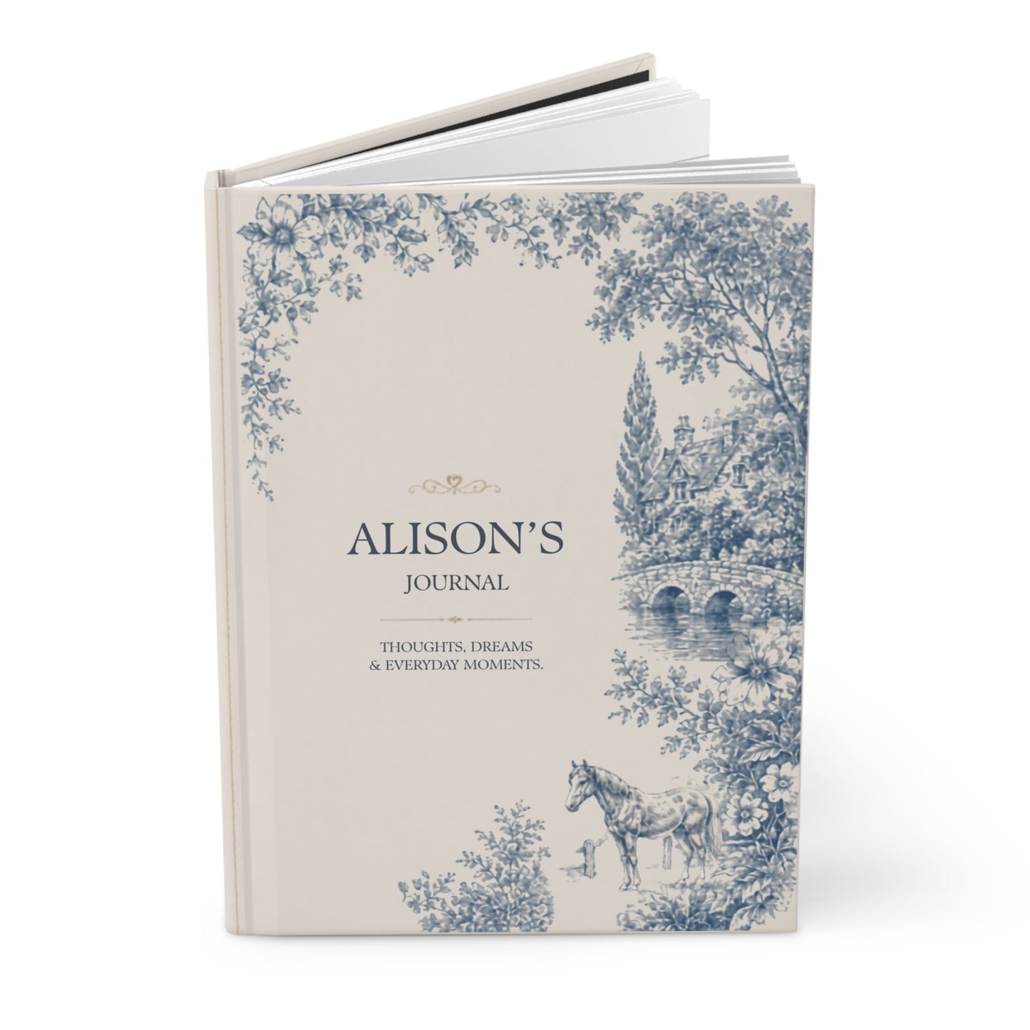 Custom Matte Hardcover Journal, Personalized Notebook, Elegant Floral Design, Thoughtful Gift for Writers, Creative Diary