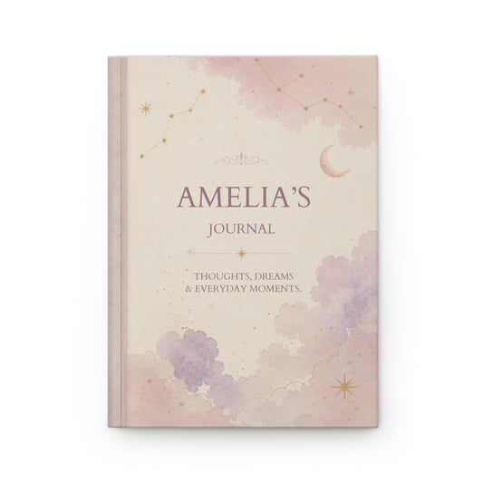 Personalized Matte Journal, Custom Hardcover Diary, Celestial Themed Notebook, Thoughtful Gift for Writers, Unique Journal Gift