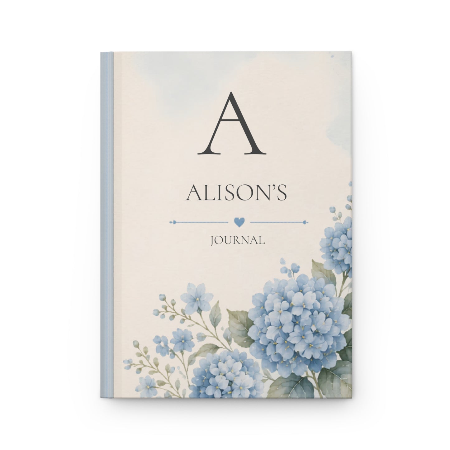 Personalized Hardcover Journal, Custom Floral Notebook, Elegant Gift for Her, Personalized Diary, Blue Hydrangea Design, Women's Stationery