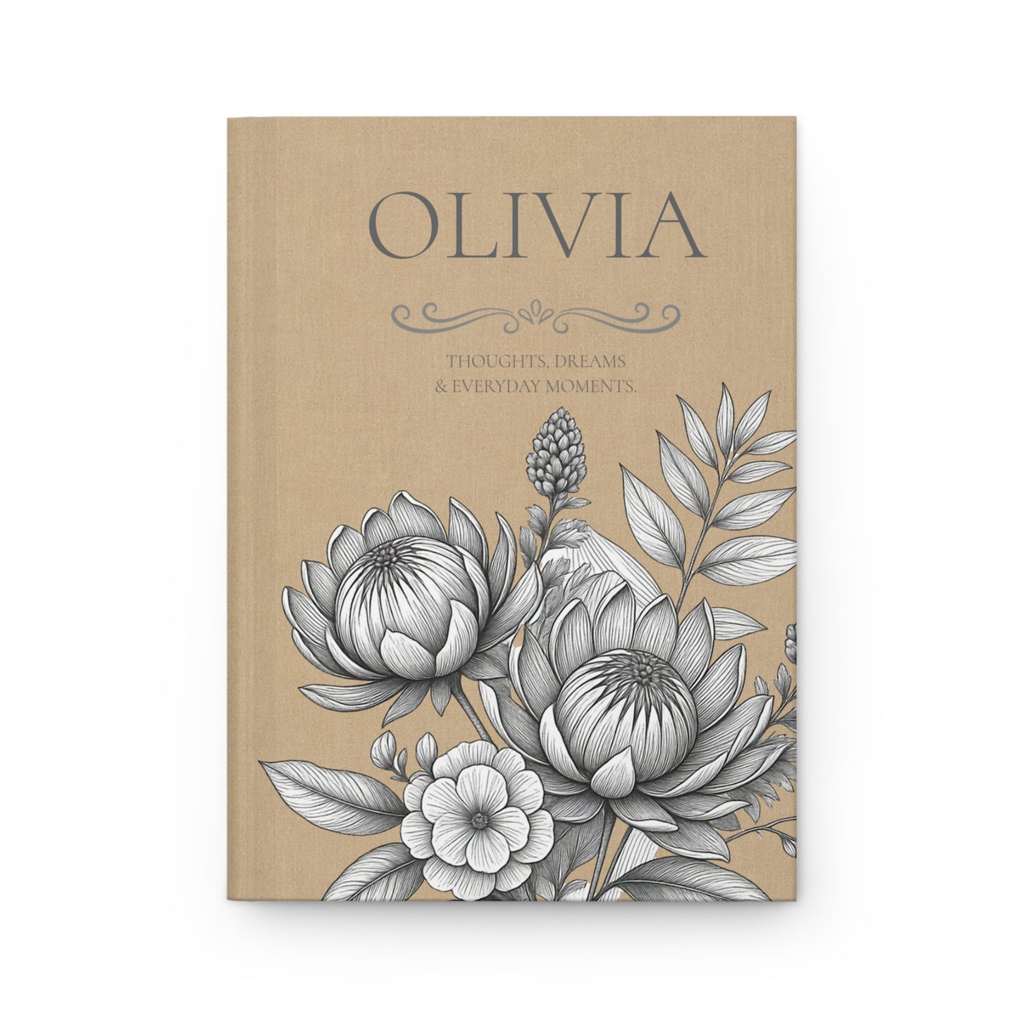 Personalized Linen-look Journal | Custom Hardcover Notebook | Australian Botanical Journal | Elegant Name Notebook