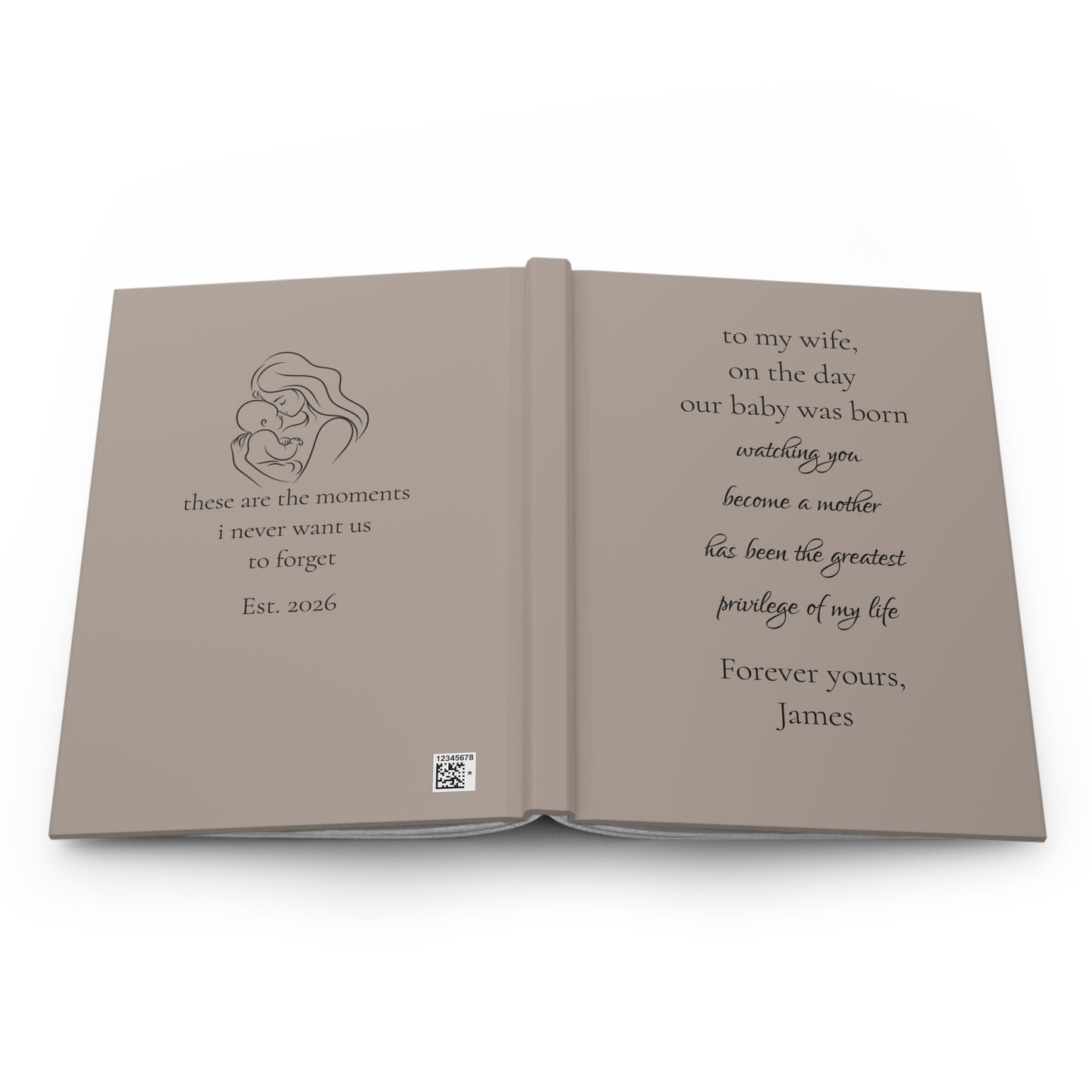 Personalized Hardcover Journal, Custom Design Notebook, Elegant Gift for Wife, Unique Writing Journal, Special Keepsake