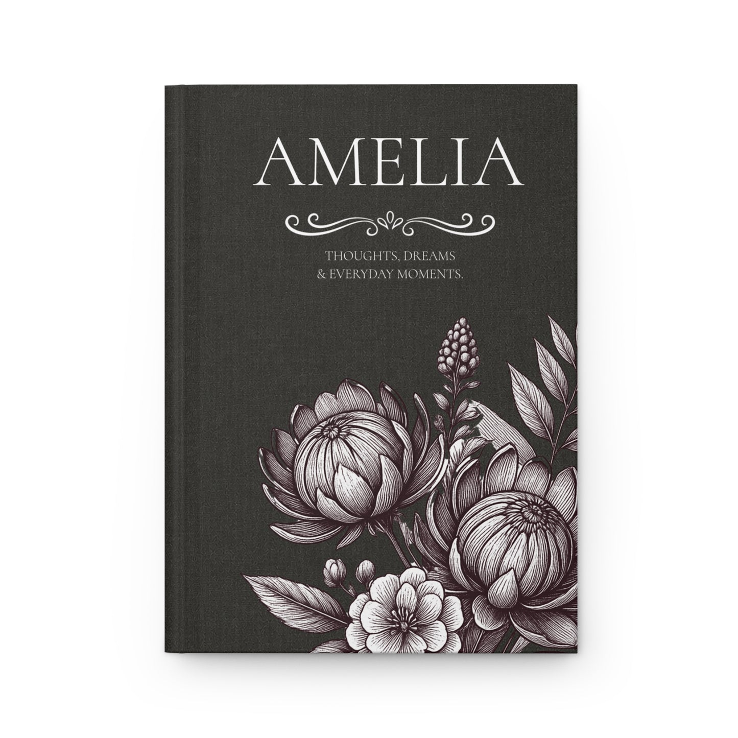 Personalized Linen-look Journal | Custom Hardcover Notebook | Australian Botanical Journal | Elegant Name Notebook