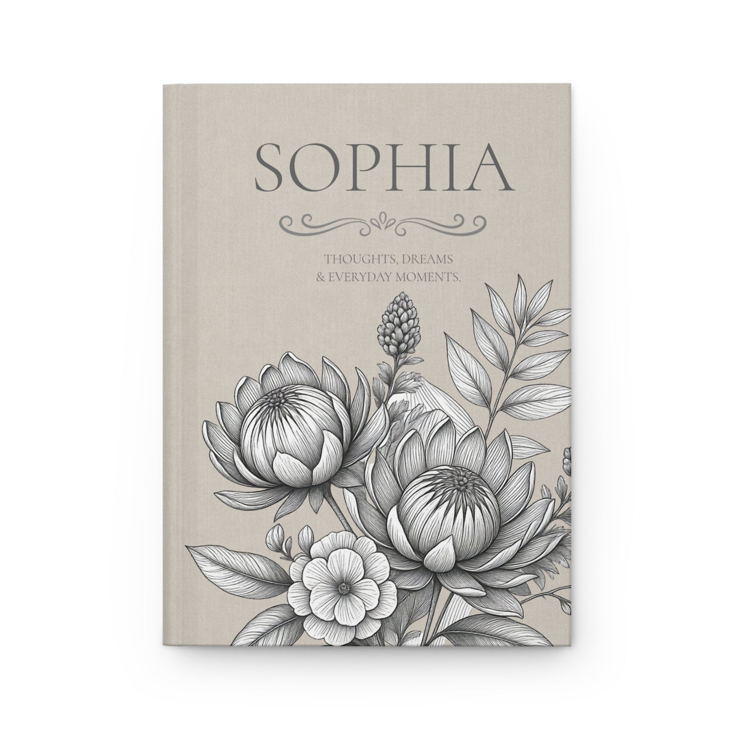 Personalized Linen-look Journal | Custom Hardcover Notebook | Australian Botanical Journal | Elegant Name Notebook