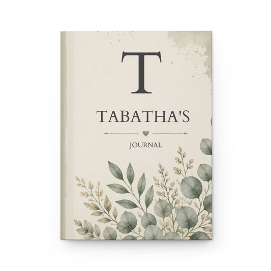 Personalized Hardcover Journal with Elegant Australian Eucalyptus Design, Custom Name Journal, Matte Finish, Perfect Gift for Writers, Nature Lovers
