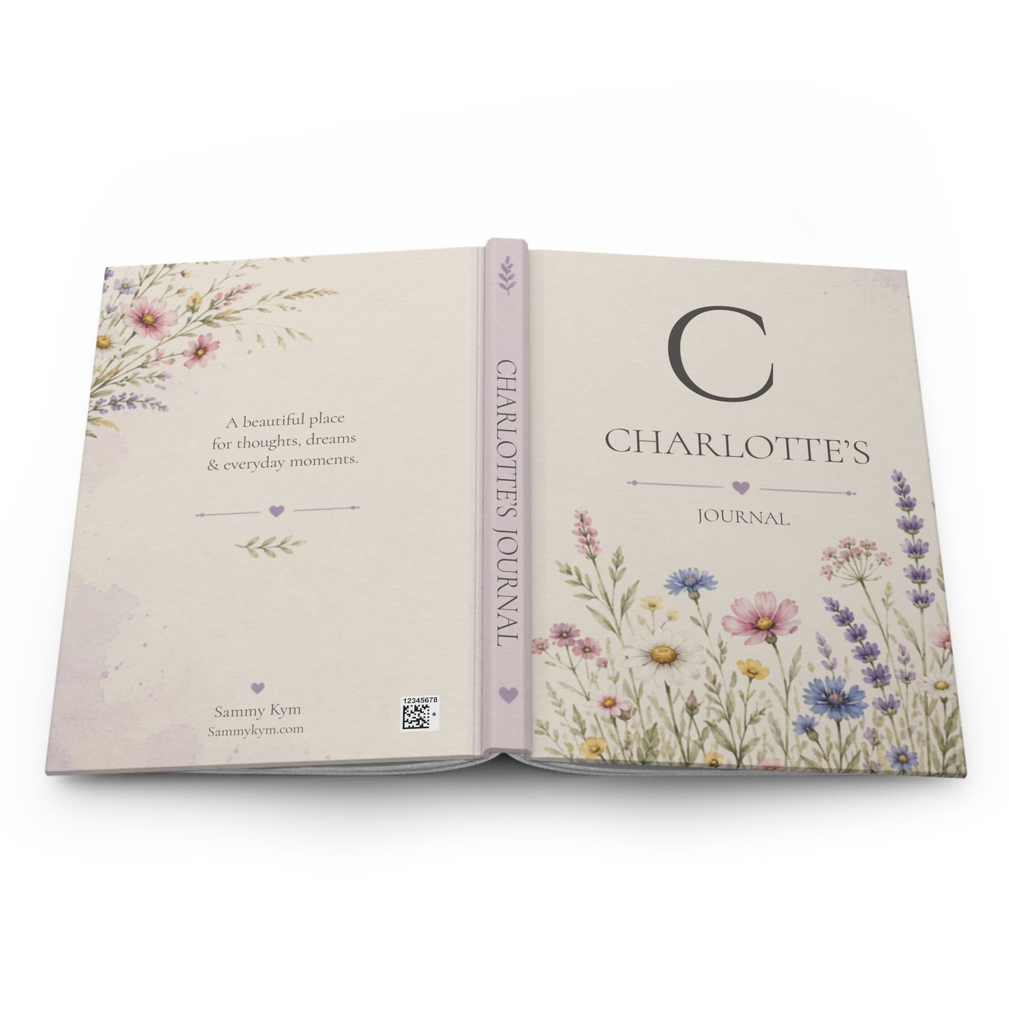 Floral Personalized Journal, Custom Name Notebook, Matte Hardcover Diary, Unique Gift for Writers, Botanical Cover Design, Lined Pages