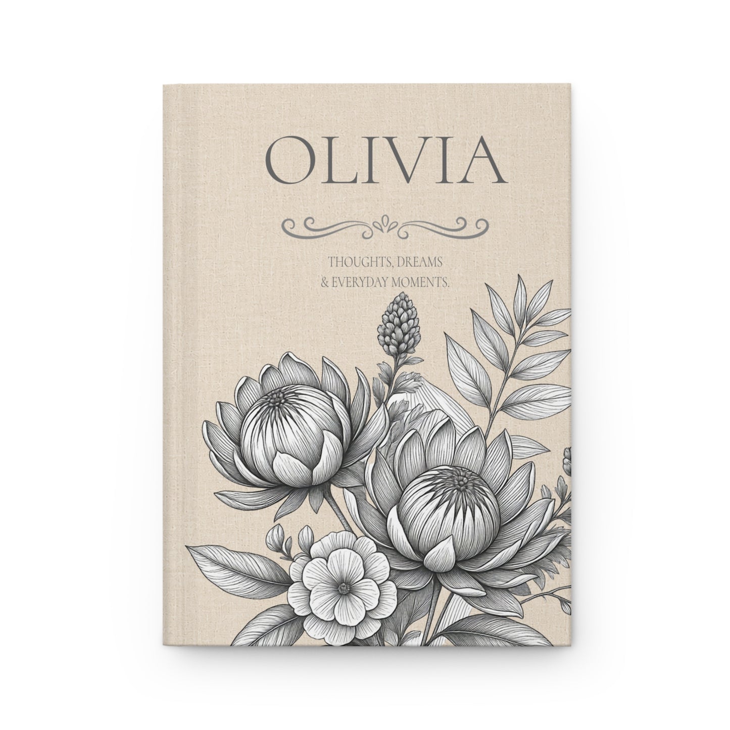 Personalized Linen-look Journal | Custom Hardcover Notebook | Australian Botanical Journal | Elegant Name Notebook