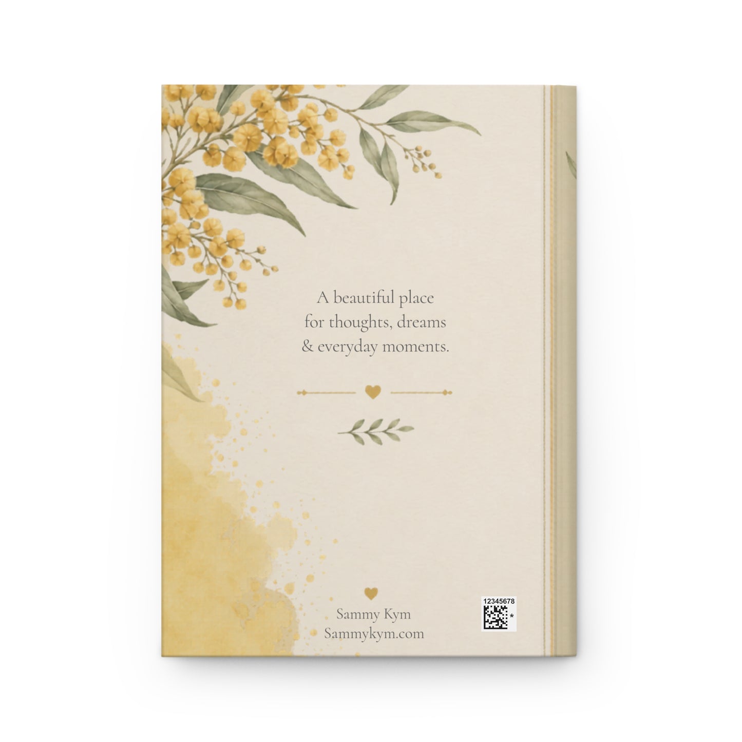 Personalized Hardcover Journal, Customizable Matte Notebook, Gift for Writers, Golden Wattle Floral Design Diary, Stationary Gift