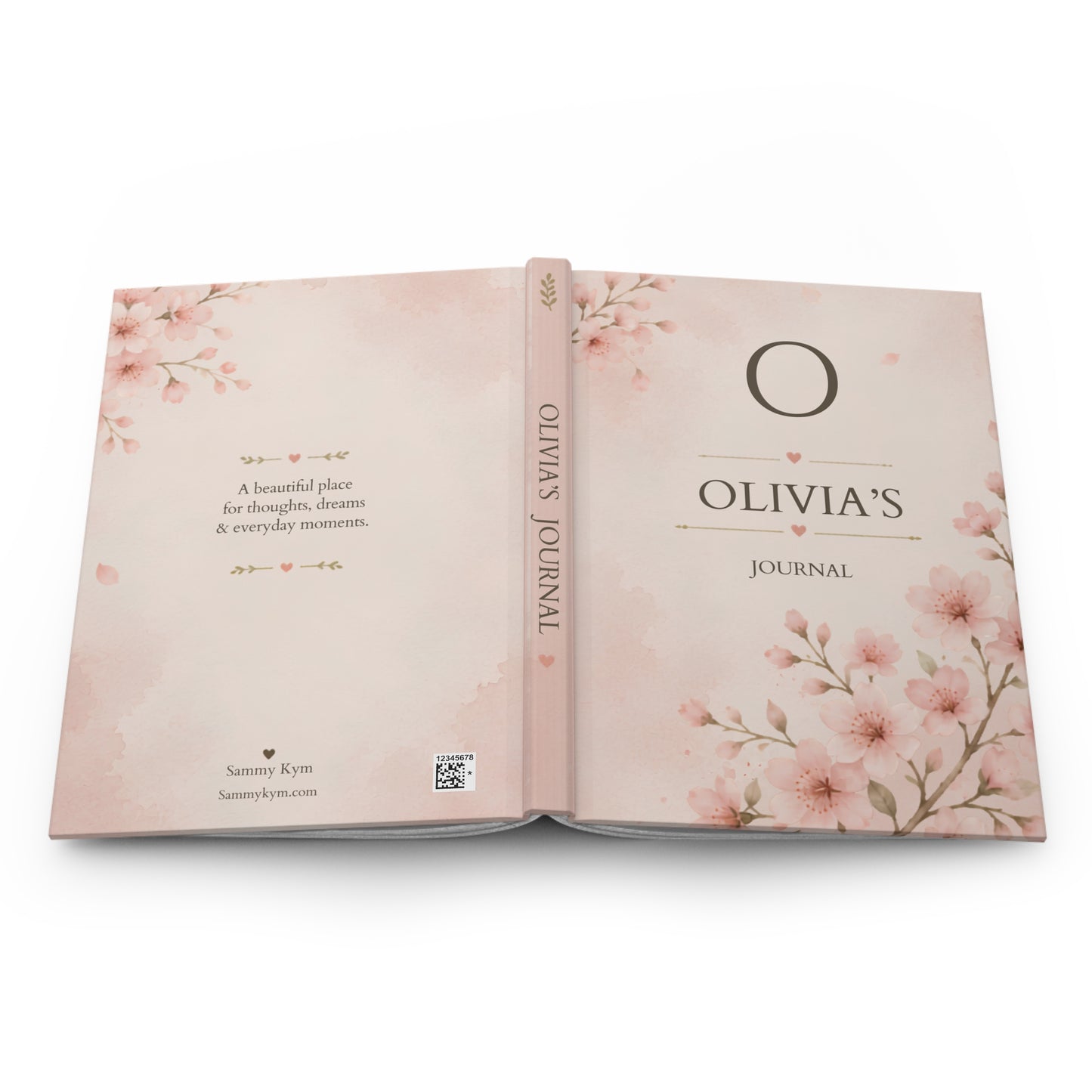 Personalized Floral Journal, Custom Name Notebook, Elegant Pink Blossom Diary, Matte Hardcover, 5.75"x8", Gift for Her