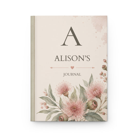 Bush Gum Blossom, Floral Hardcover Journal, Personalized Notebook, Custom Gift, Aesthetic Writing, Matte Finish Diary, Artist Design