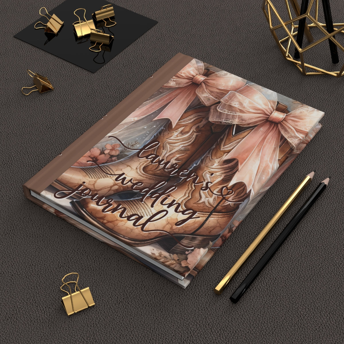 Personalised Hardcover Wedding Journal Matte, Country and Western, Country Boots, awd-1771