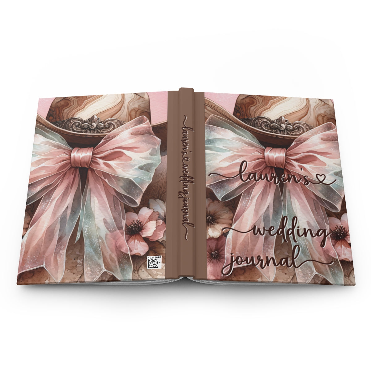 Personalized Wedding Journal, Hardcover Matte, Custom Diary, Country Western Style, Bride Gift, Unique Keepsake, Rustic Notebook awd-1738
