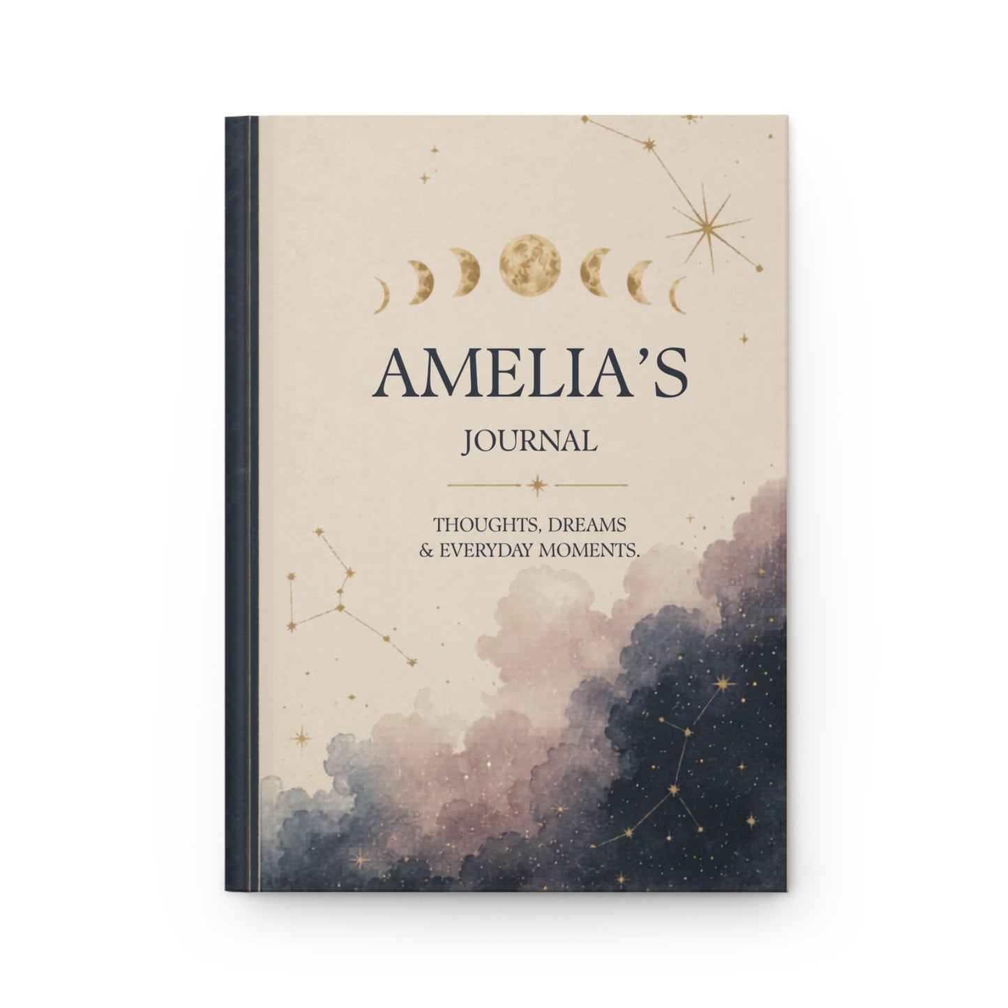 Personalized Hardcover Journal, Moon Phase Notebook, Custom Starry Sky Diary, Unique Astrology Gift, Thoughtful Keepsake, Moon Journal