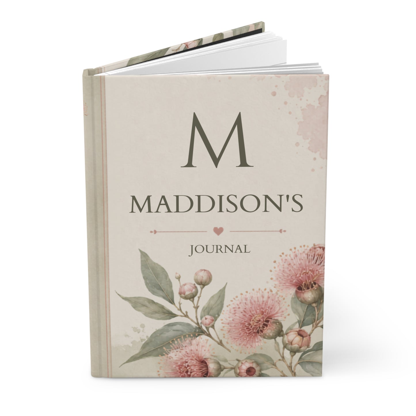 Personalized Hardcover Journal, Australian Bush Gum Blossom Floral Custom Notebook, Gift for Writers, Unique Matte Cover Diary, Botanical Print
