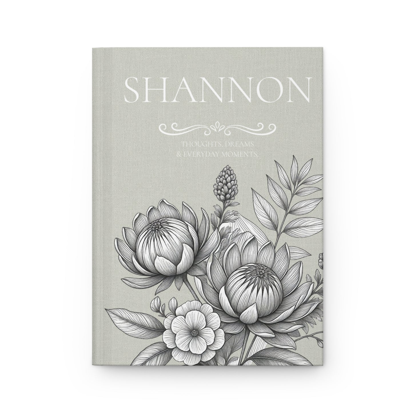 Personalized Linen-look Journal | Custom Hardcover Notebook | Australian Botanical Journal | Elegant Name Notebook
