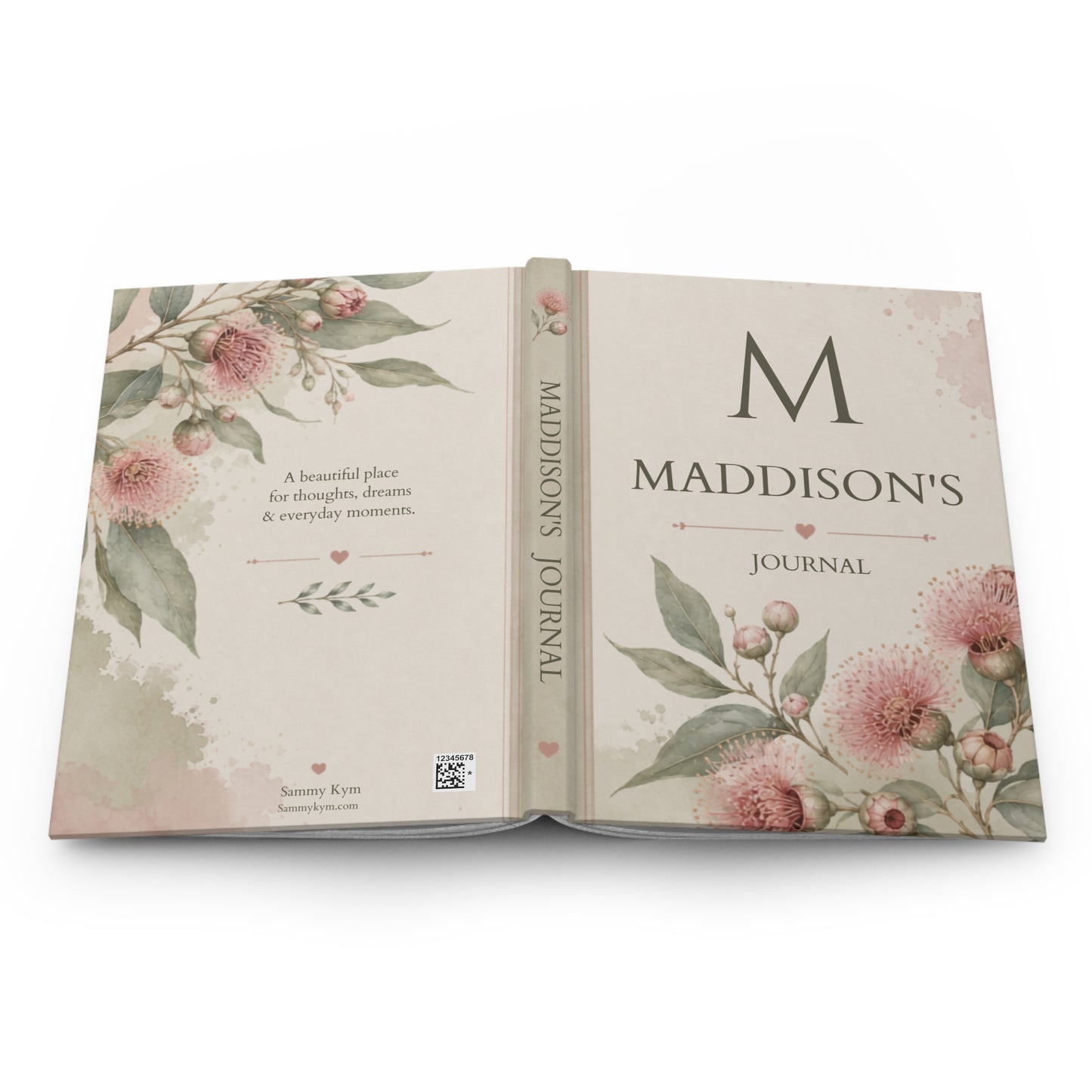 Personalized Hardcover Journal, Australian Bush Gum Blossom Floral Custom Notebook, Gift for Writers, Unique Matte Cover Diary, Botanical Print