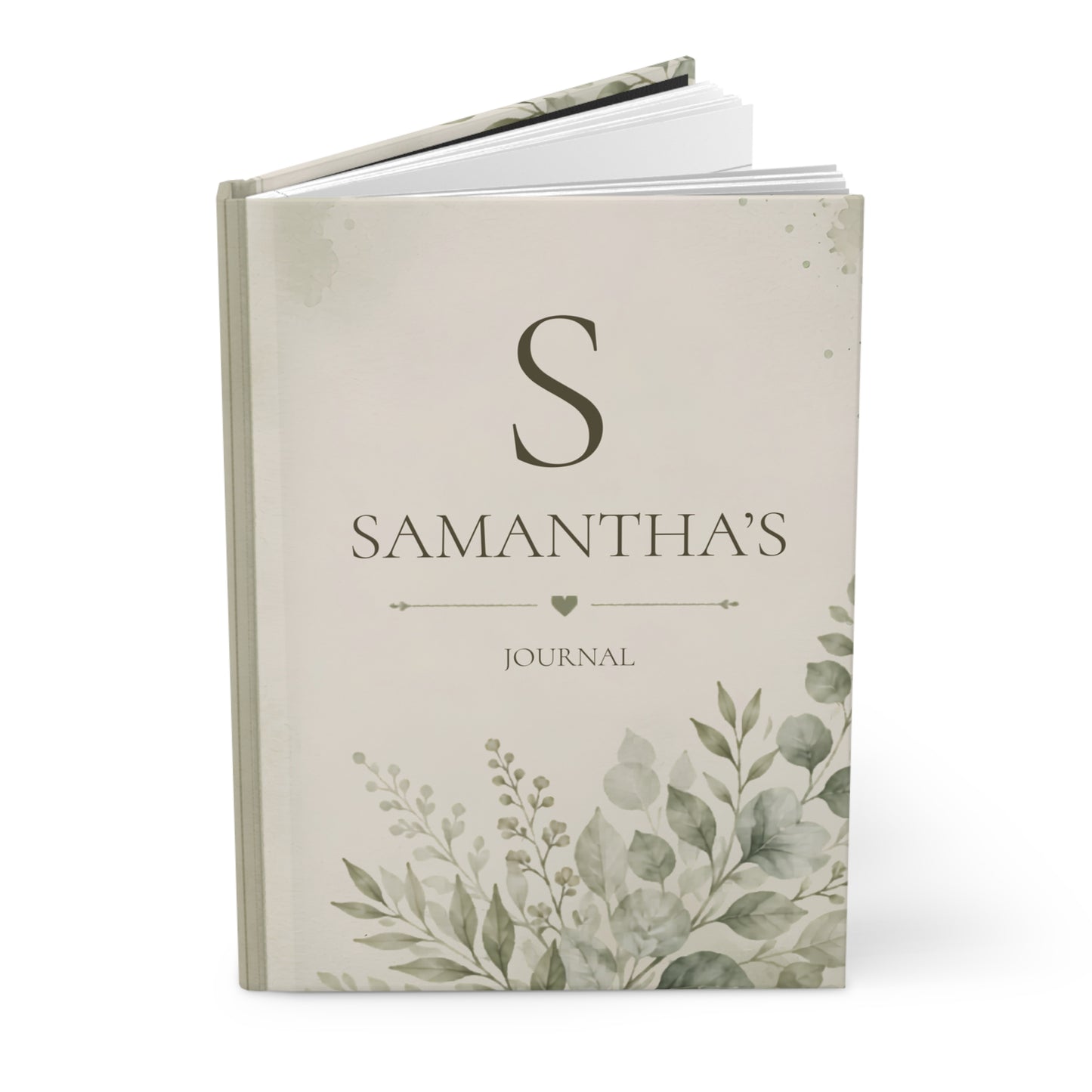 Personalized Journal Matte Hardcover, Lined Hardcover Notebook, Custom Name Journal Gift, Elegant Botanical Design, Creative Writing