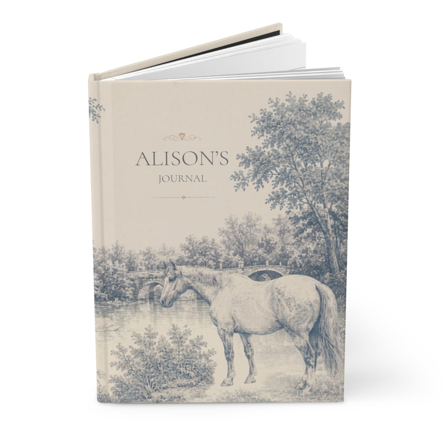 Personalized Horse Lover Journal, Custom Name Notebook, Equine Theme Diary Gift, Matte Hardcover Journal, Horse Sketch Design