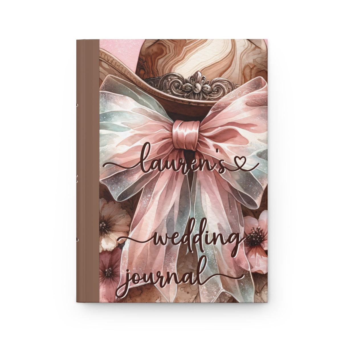 Personalized Wedding Journal, Hardcover Matte, Custom Diary, Country Western Style, Bride Gift, Unique Keepsake, Rustic Notebook awd-1738