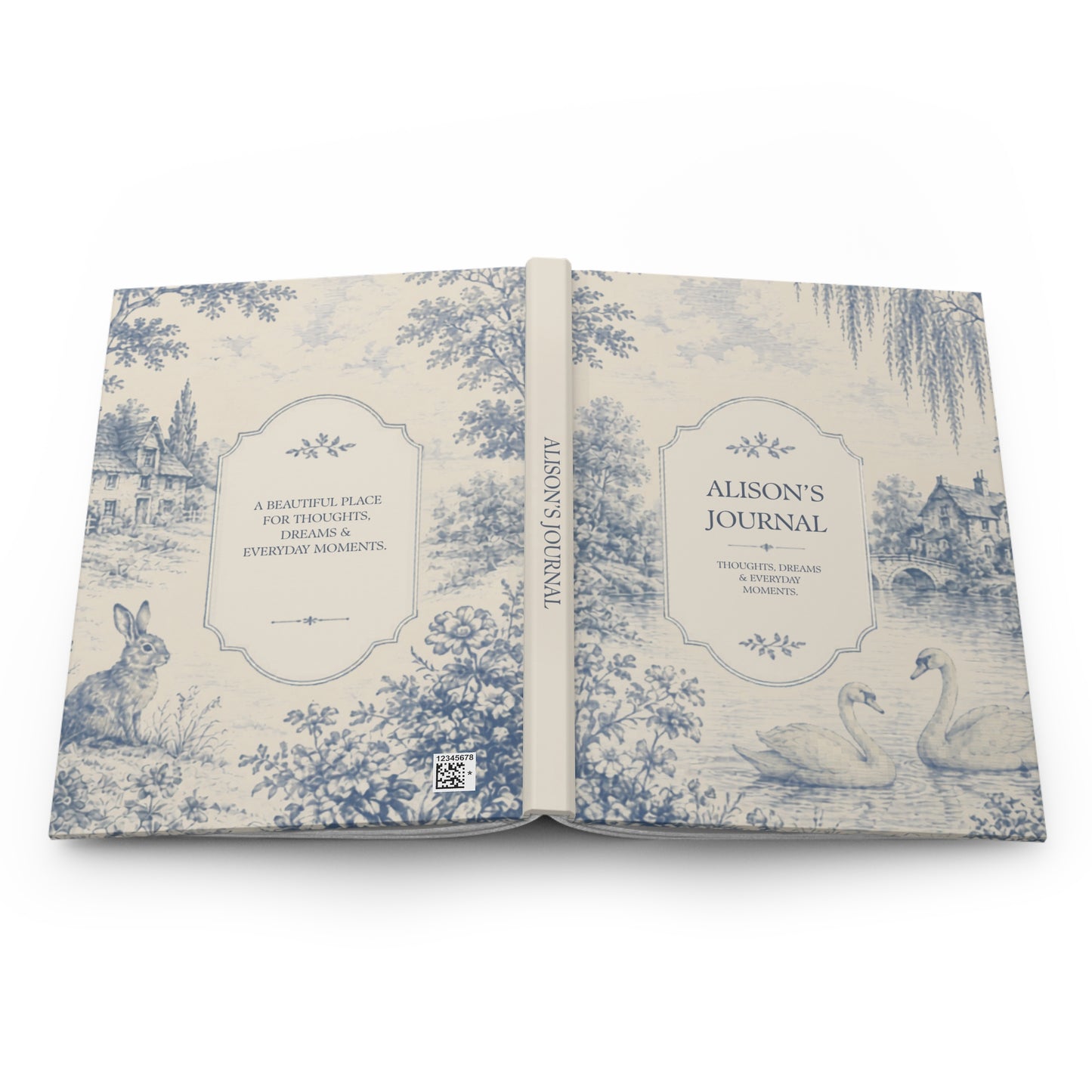 Custom Matte Hardcover Journal, Personalized Writing Notebook, Blue Vintage Style, Elegant Gift for Her, Unique Journal for Writers