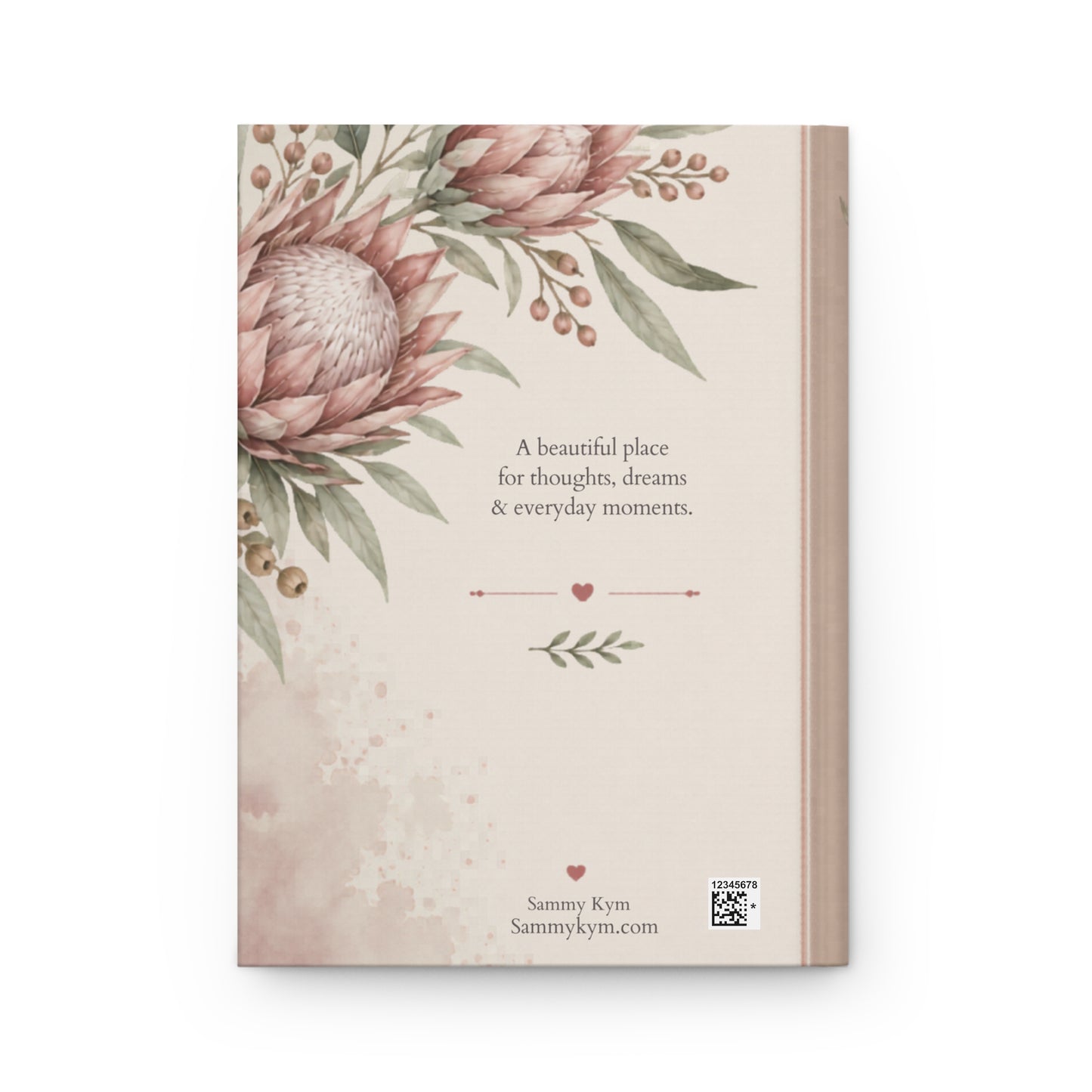 Personalized Australian Protea Floral Journal, Custom Name Diary, Elegant Matte Hardcover Notebook, Aesthetic Gift for Her, Inspirational Writing Book