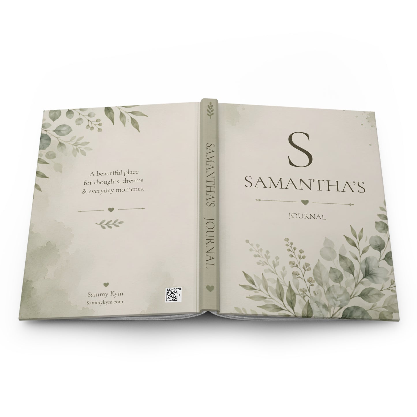 Personalized Journal Matte Hardcover, Lined Hardcover Notebook, Custom Name Journal Gift, Elegant Botanical Design, Creative Writing