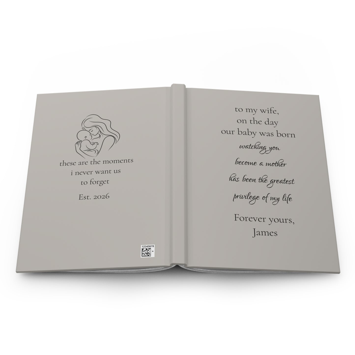 Personalized Hardcover Journal, Custom Design Notebook, Elegant Gift for Wife, Unique Writing Journal, Special Keepsake