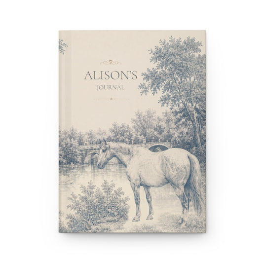 Personalized Horse Lover Journal, Custom Name Notebook, Equine Theme Diary Gift, Matte Hardcover Journal, Horse Sketch Design