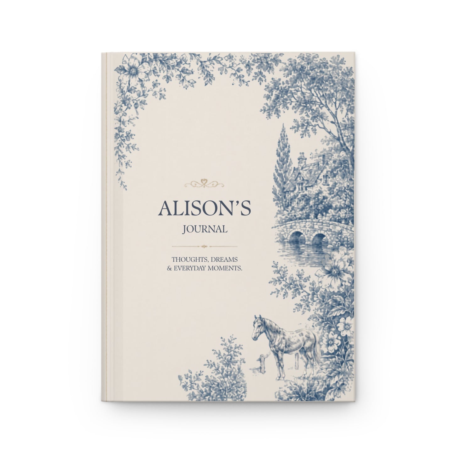 Custom Matte Hardcover Journal, Personalized Notebook, Elegant Floral Design, Thoughtful Gift for Writers, Creative Diary