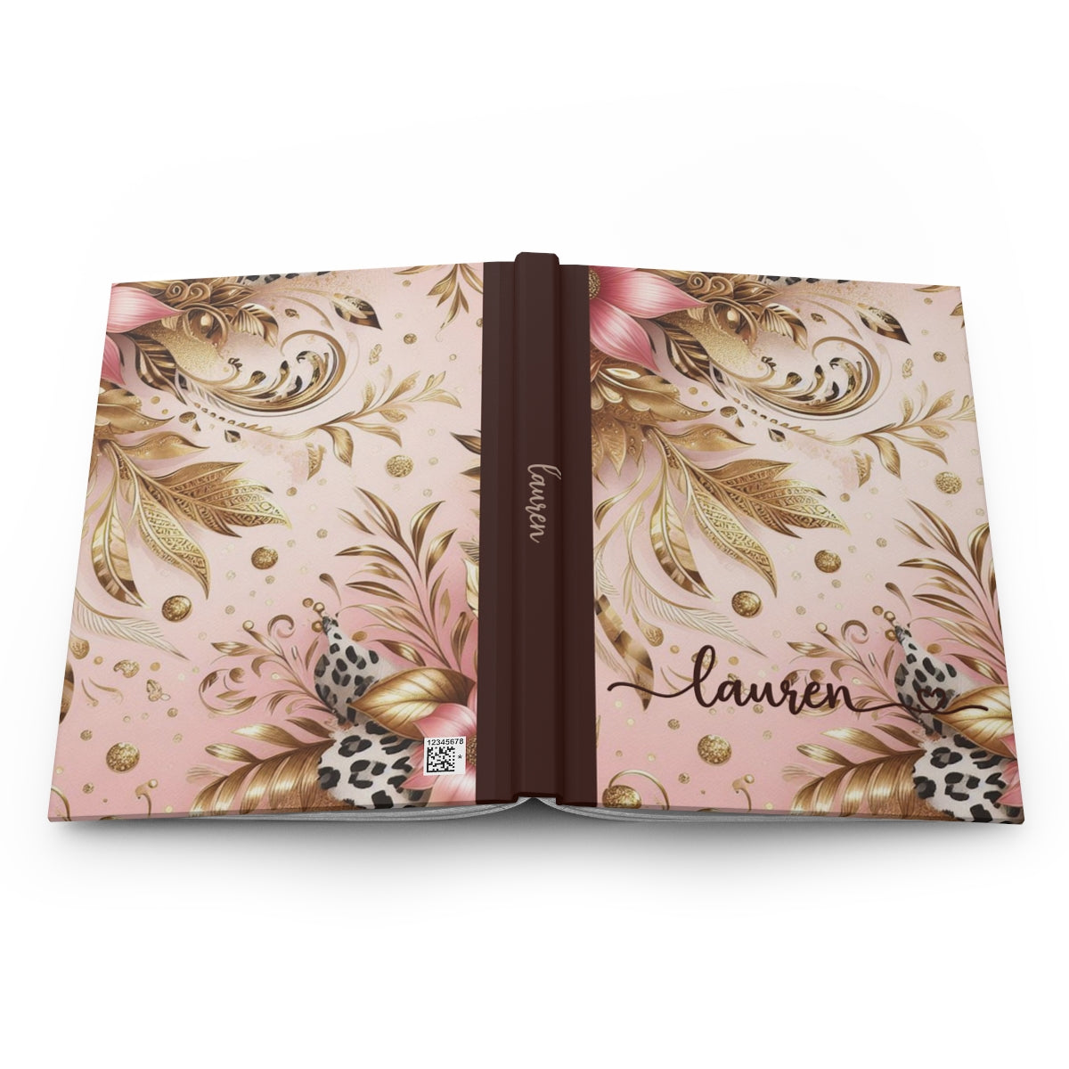 Personalised Hardcover Wedding Journal Matte, Country and Western, Pink Floral, awd-3081