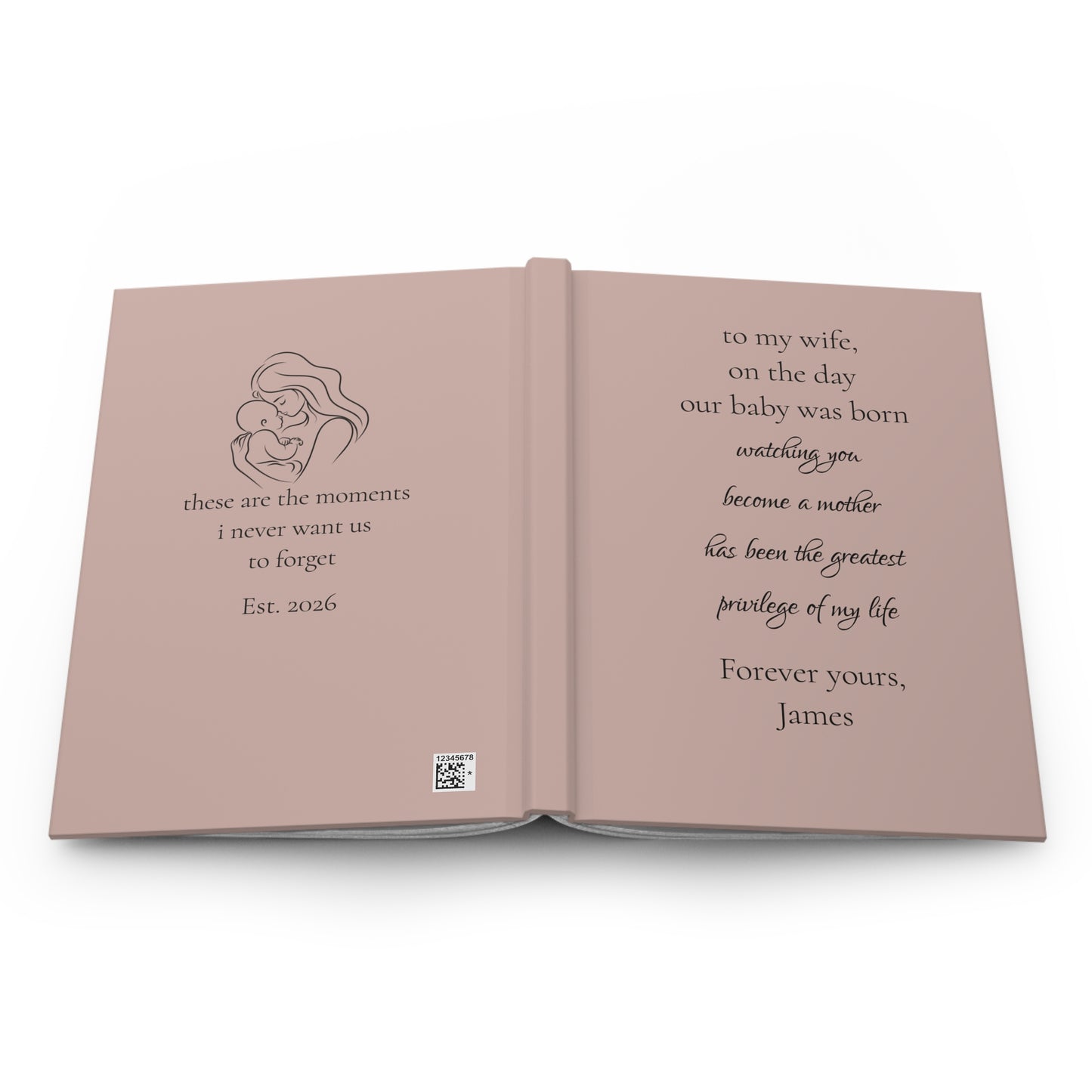 Personalized Hardcover Journal, Custom Design Notebook, Elegant Gift for Wife, Unique Writing Journal, Special Keepsake