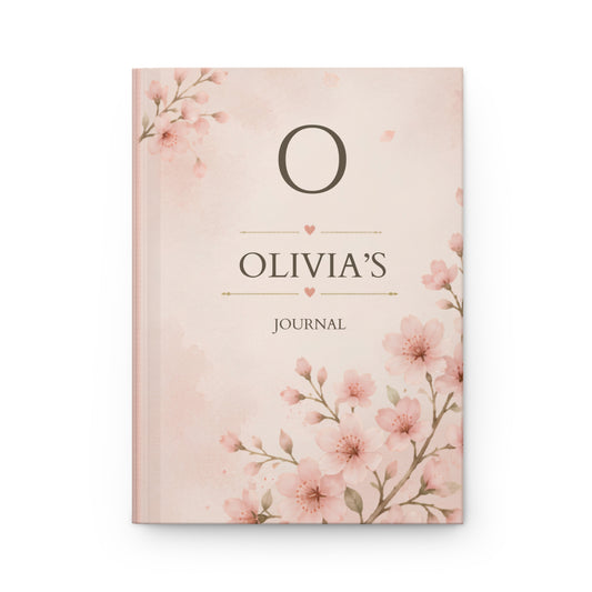Personalized Floral Journal, Custom Name Notebook, Elegant Pink Blossom Diary, Matte Hardcover, 5.75"x8", Gift for Her