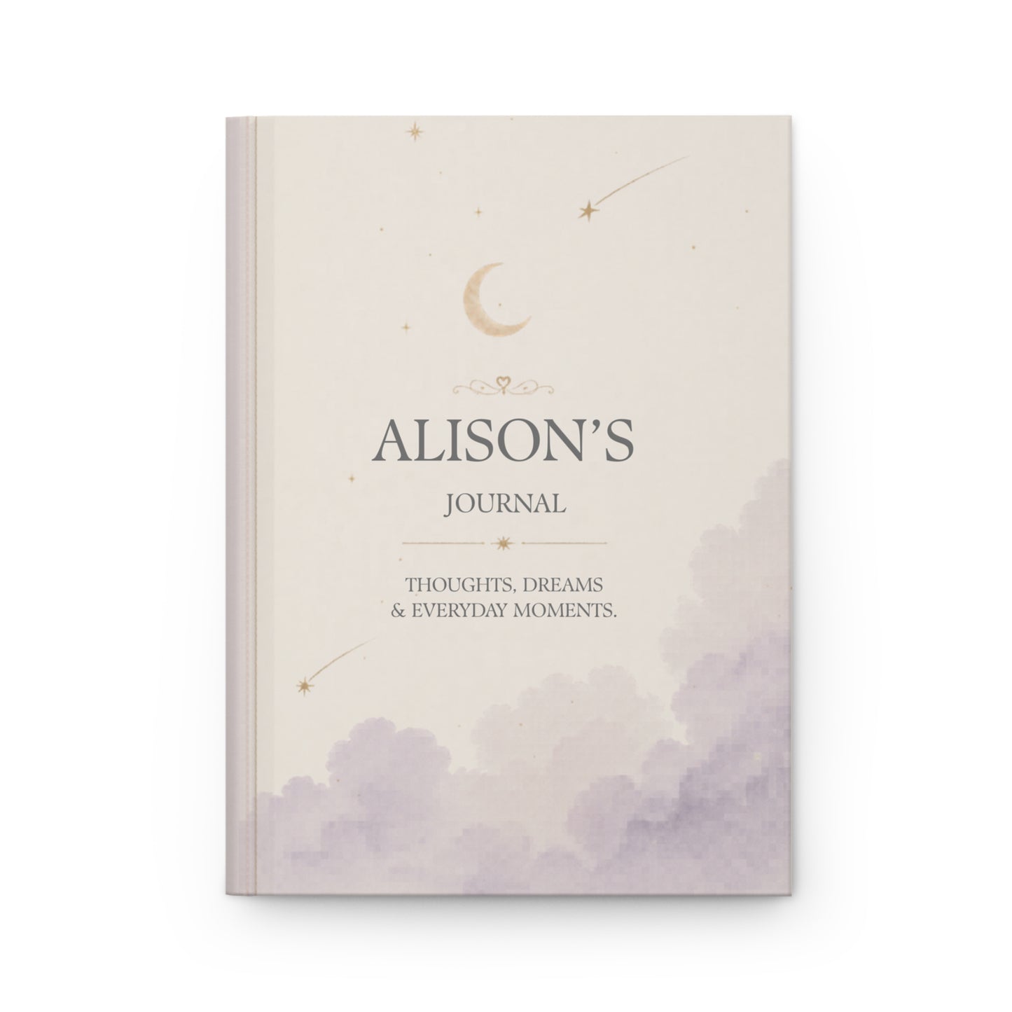 Personalized Hardcover Journal, Custom Matte Diary, Thoughtful Gift, Moon and Stars Design, Journaling Notebook