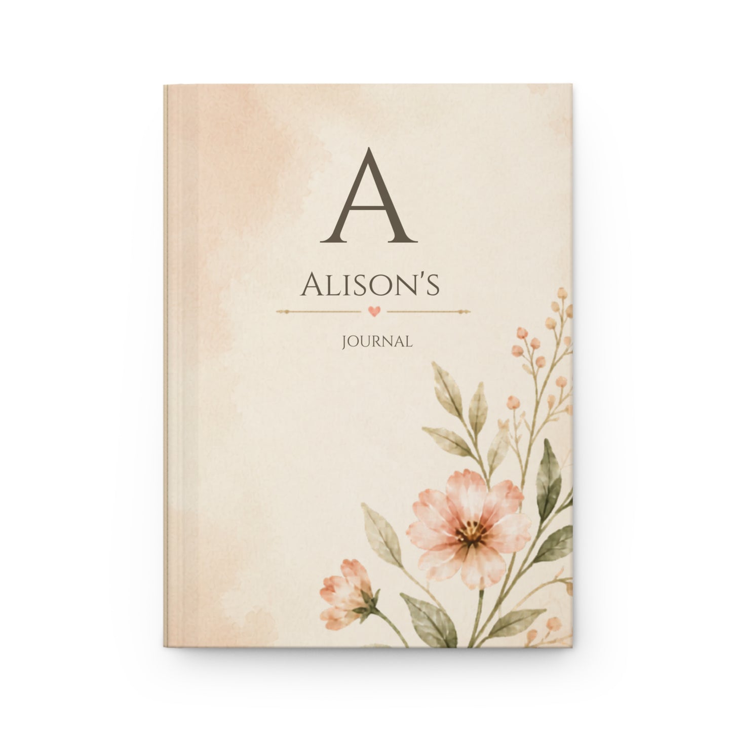 Personalized Floral Journal, Custom Name, Hardcover Notebook, Matte Finish, Stylish Writing, Gift for Writers, Elegant Stationery