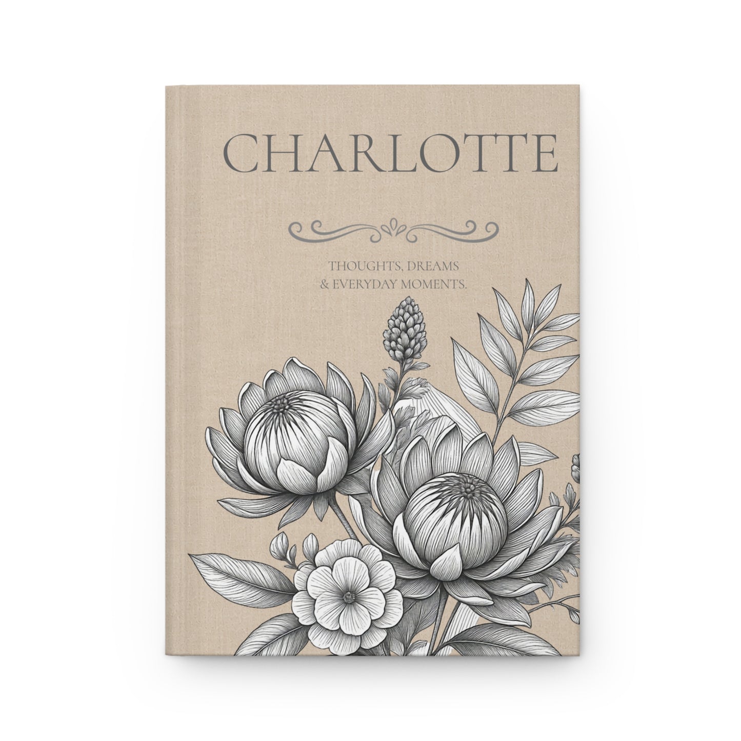 Personalized Linen-look Journal | Custom Hardcover Notebook | Australian Botanical Journal | Elegant Name Notebook