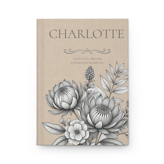 Personalized Linen-look Journal | Custom Hardcover Notebook | Australian Botanical Journal | Elegant Name Notebook