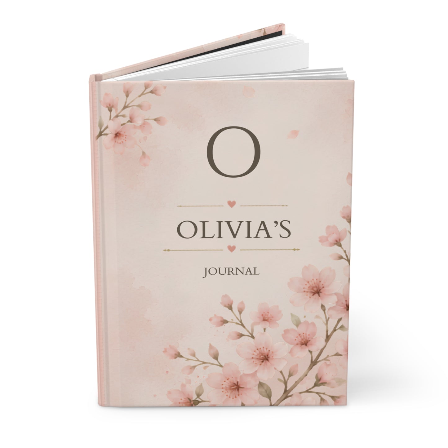 Personalized Floral Journal, Custom Name Notebook, Elegant Pink Blossom Diary, Matte Hardcover, 5.75"x8", Gift for Her