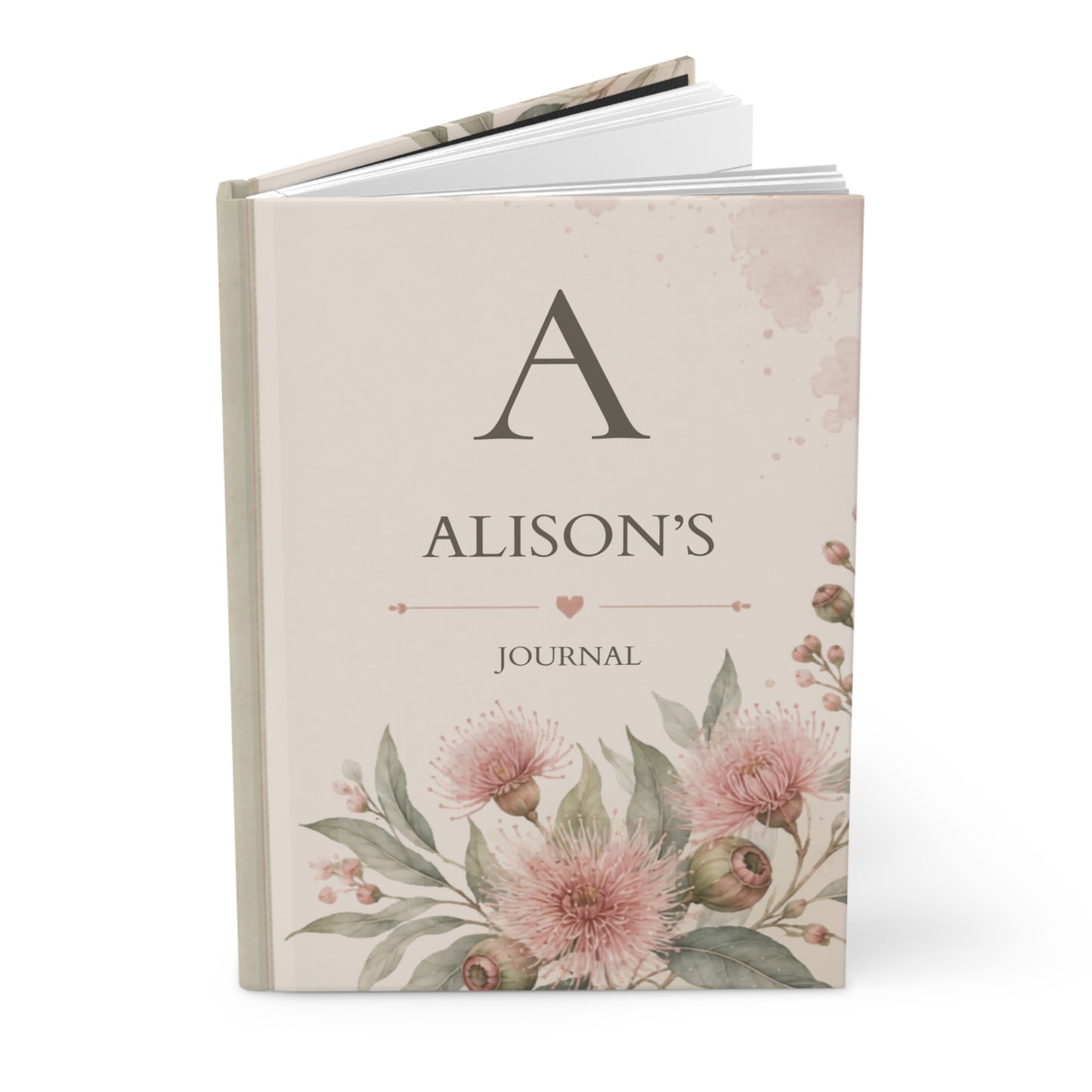 Bush Gum Blossom, Floral Hardcover Journal, Personalized Notebook, Custom Gift, Aesthetic Writing, Matte Finish Diary, Artist Design