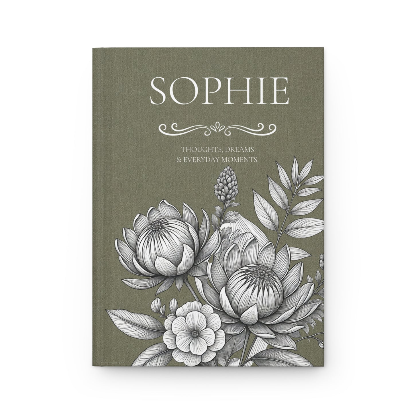 Personalized Linen-look Journal | Custom Hardcover Notebook | Australian Botanical Journal | Elegant Name Notebook