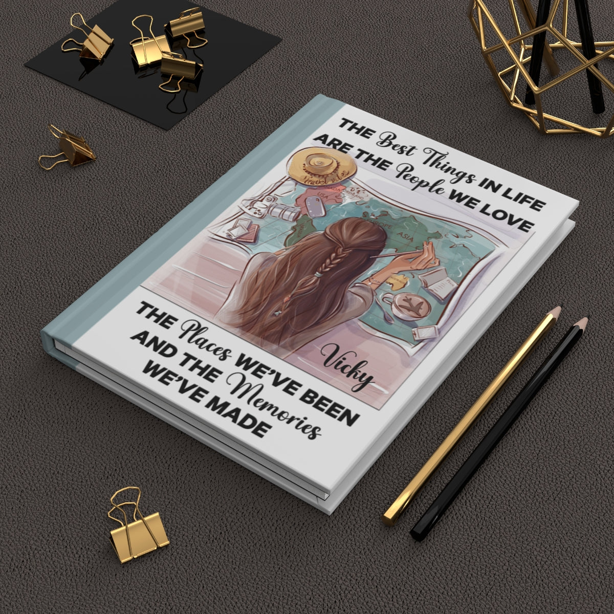 Personalised Hardcover Travel Journal Matte, Map, The Best things in Life