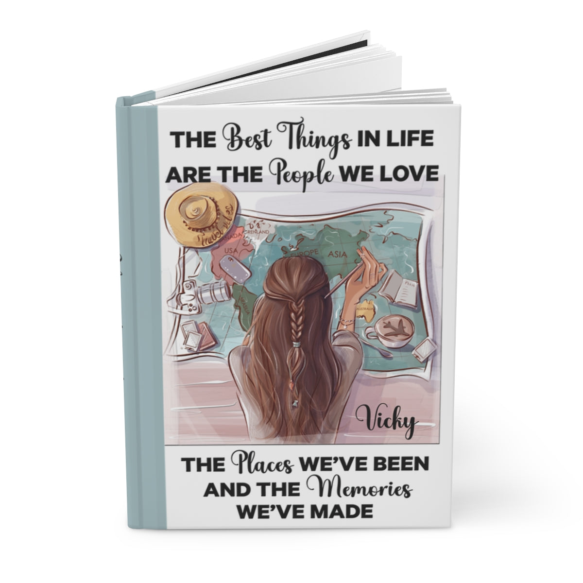 Personalised Hardcover Travel Journal Matte, Map, The Best things in Life