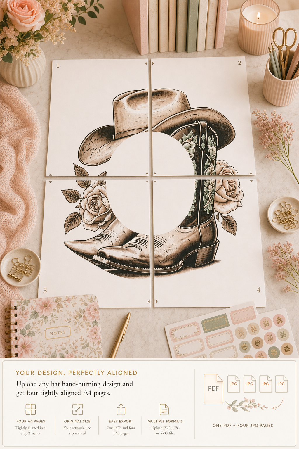Hat Hand-burning Designer Studio to create and export A4 Print Templates (Web App)