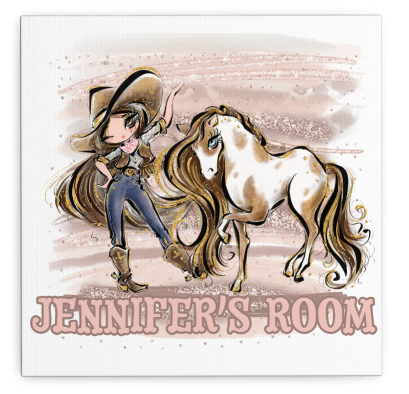 Howdy Cowgirl and Horse Canvas