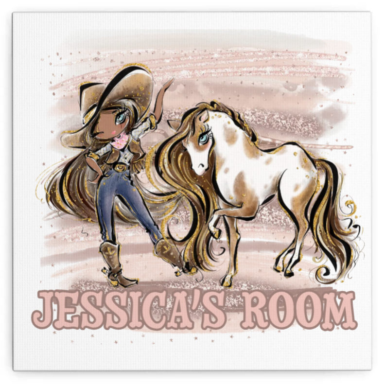 Howdy Cowgirl and Horse Canvas