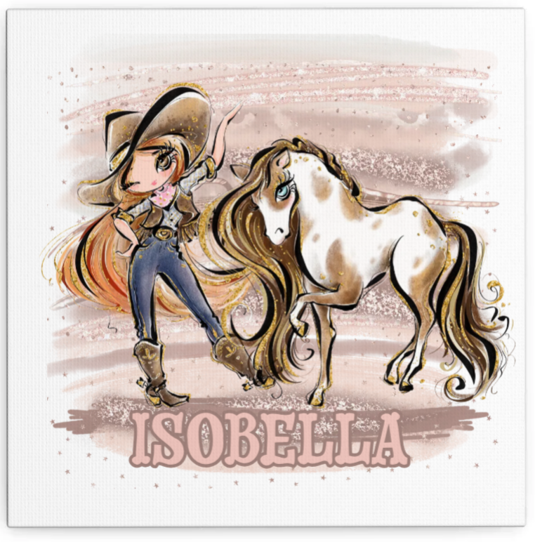 Howdy Cowgirl and Horse Canvas